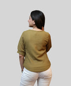 Back view of olive green office wear top